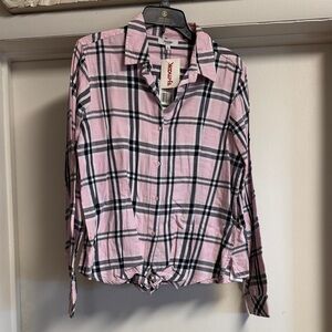 Kenzie Pink and Black Plaid Blouse